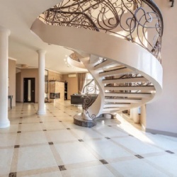 Classic Retro Design Curved Staircase with Wrought