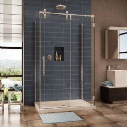 IDL Frameless Sliding Shower Door in Polished Stainless Steel 304